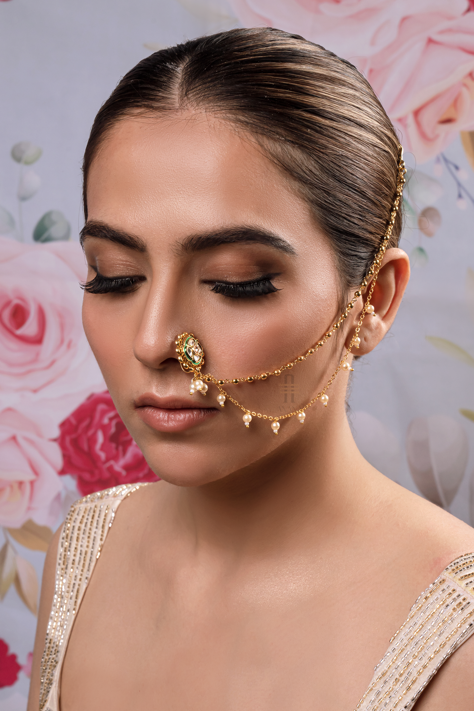 Bhumi Jadau Kundan Nose Pin/Nath - Anana