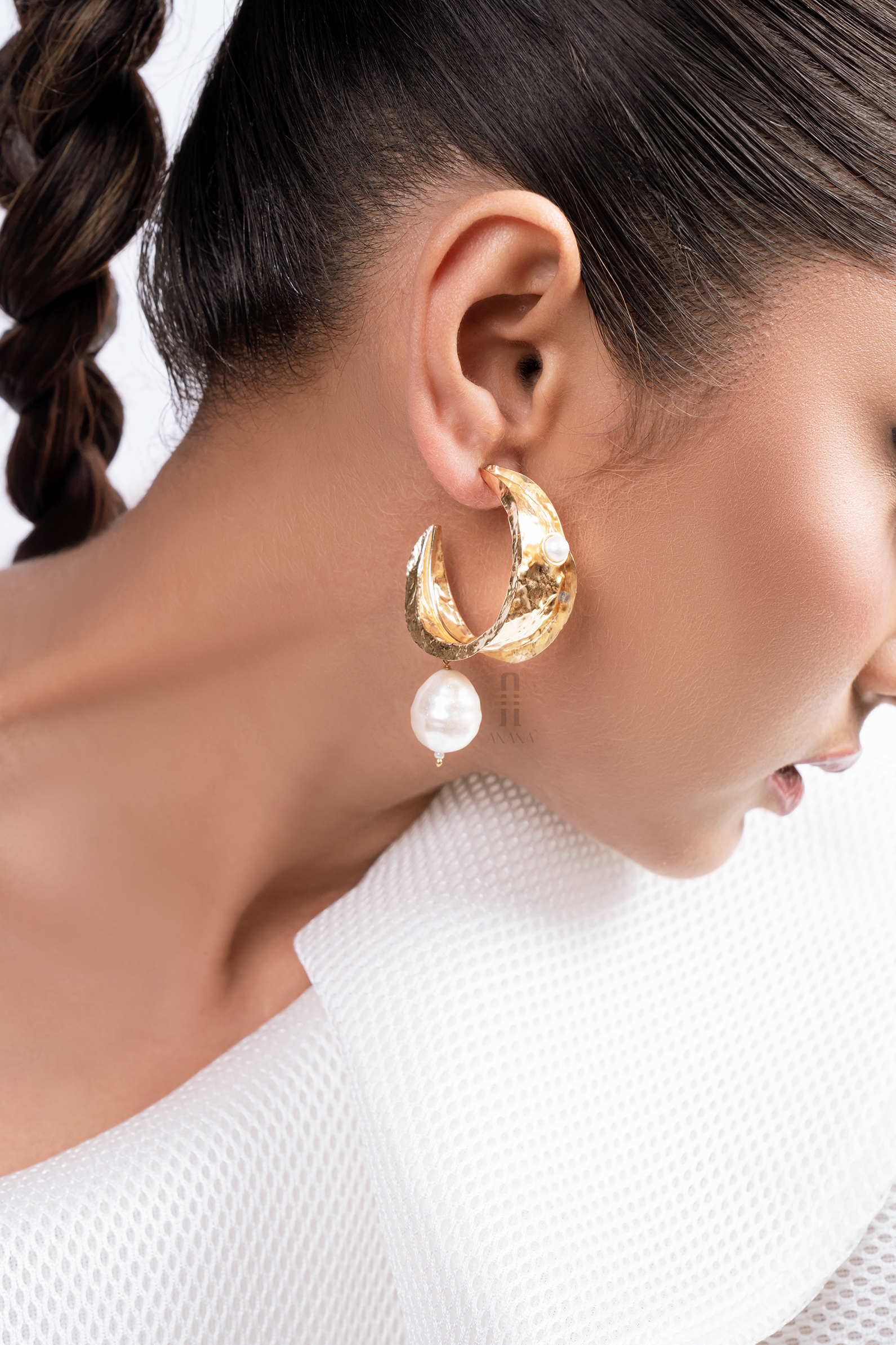 Dhruvi hoops with pearl drop - Anana