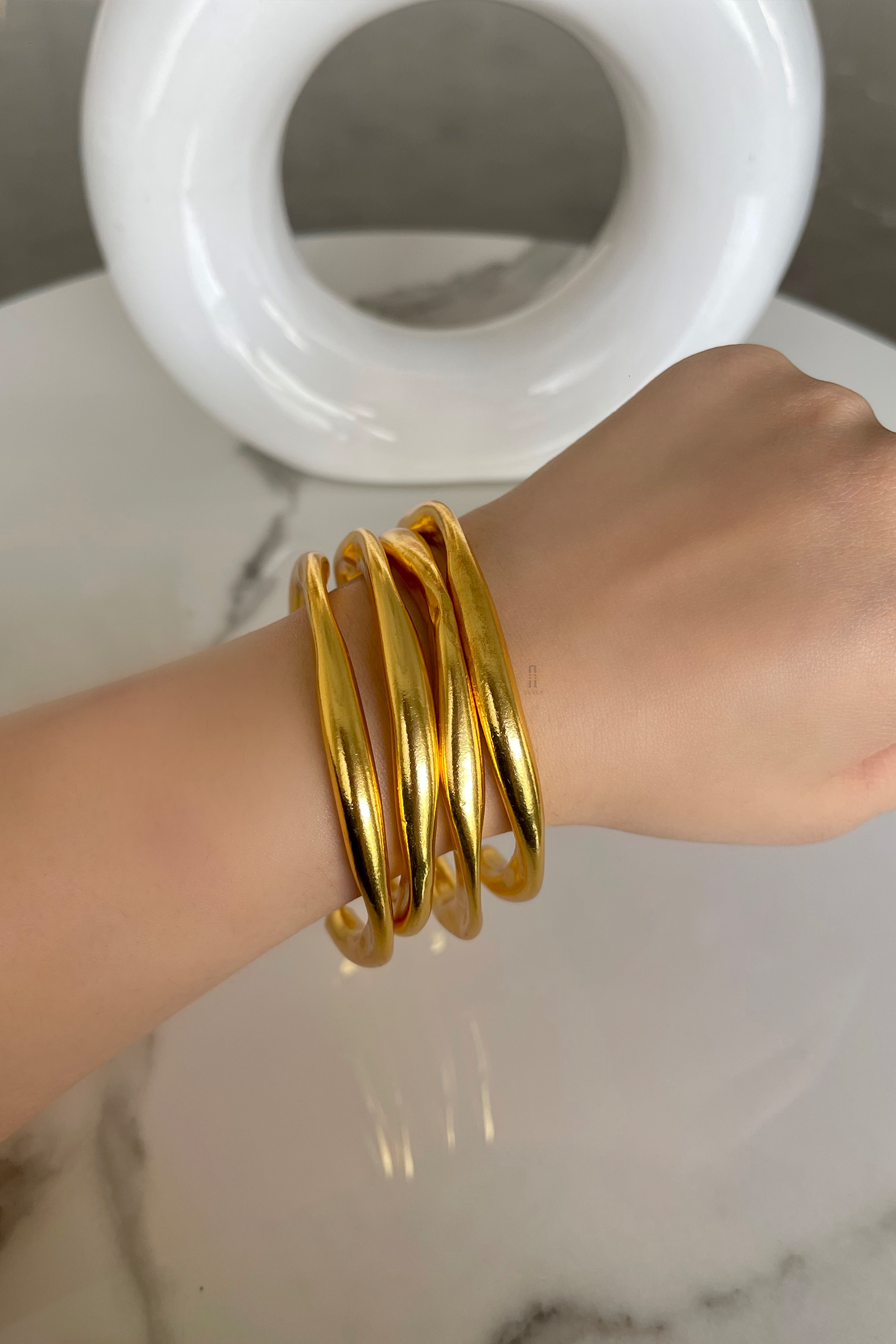 Lavanaya Gold/Silver Cuff Bangle Stack - Anana