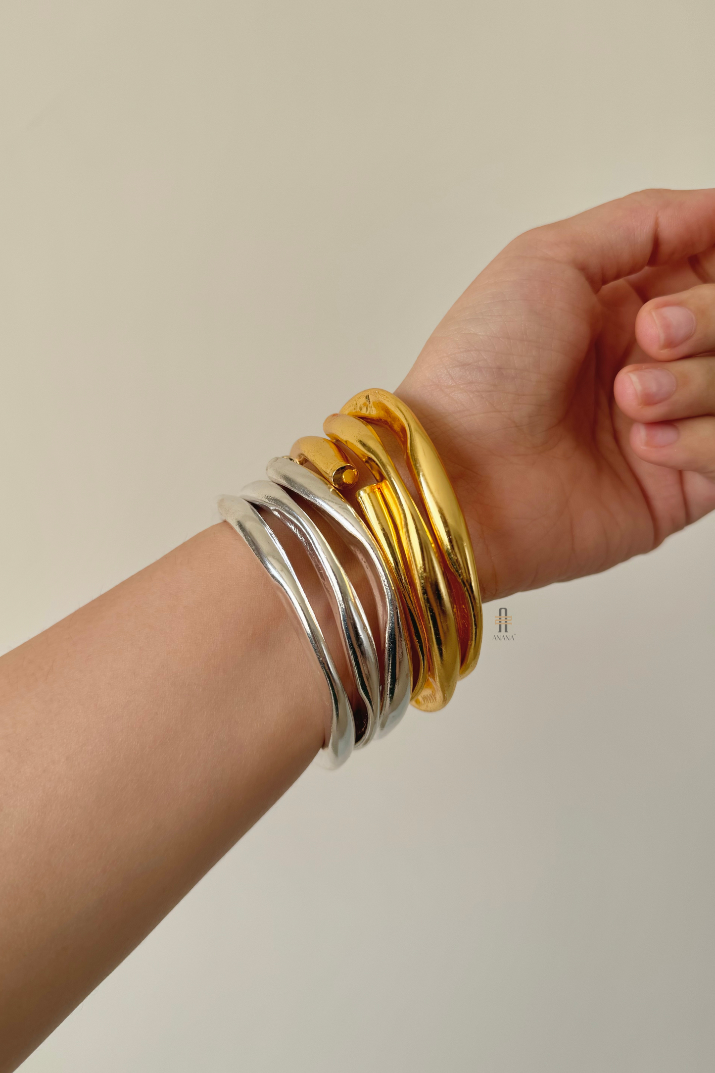 Lavanaya Gold/Silver Cuff Bangle Stack - Anana