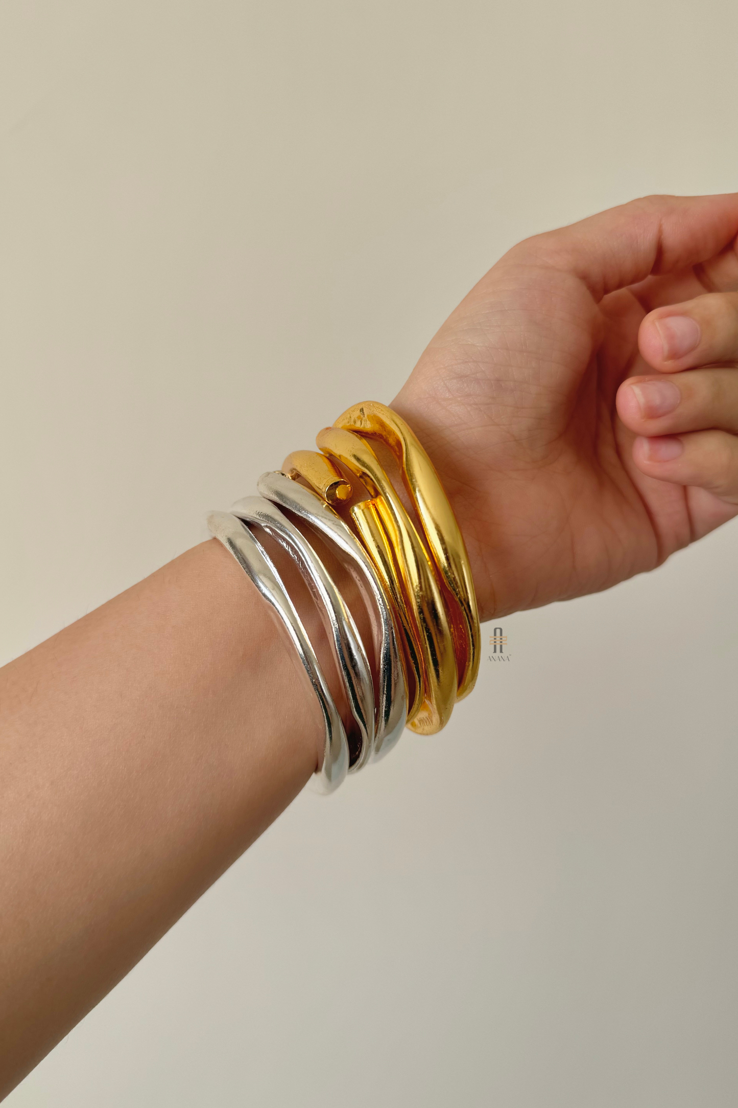 Lavanaya Gold/Silver Cuff Bangle Stack - Anana