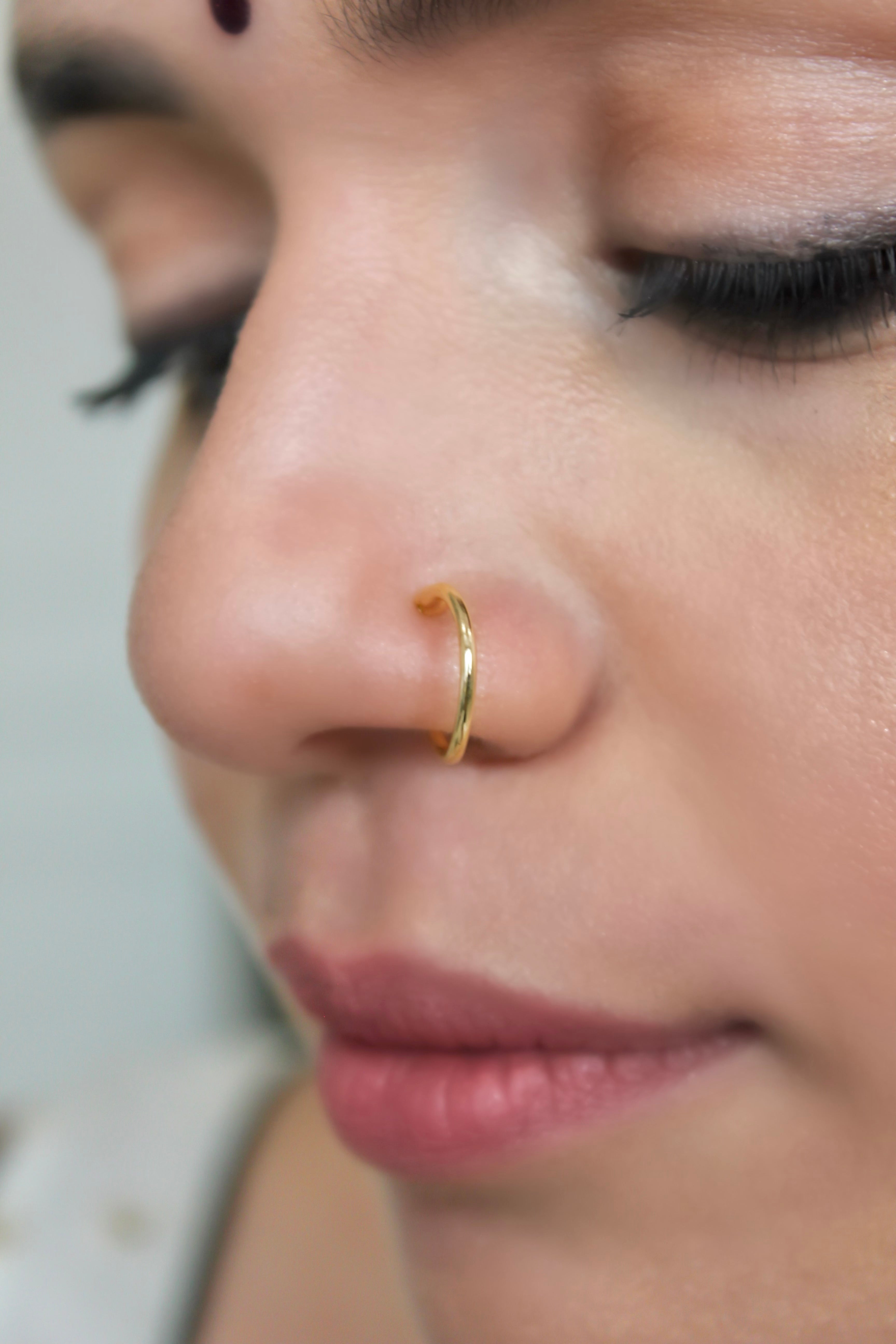Indian Nath Gold Plated Wedding Nose Ring Clip On Non Pierced Nose Pin  Jewelry | eBay
